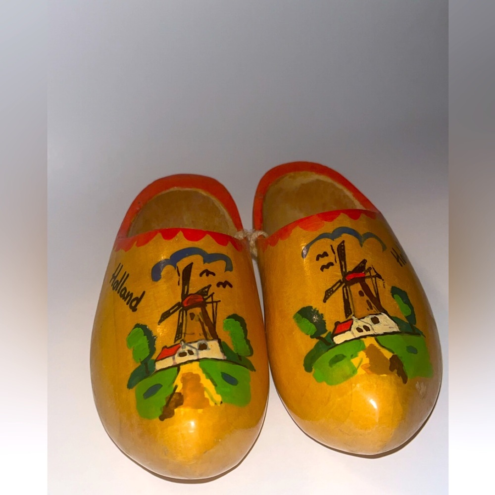 Kids Wooden Dutch Clogs Shoes Hand Carved Painted "Holland"